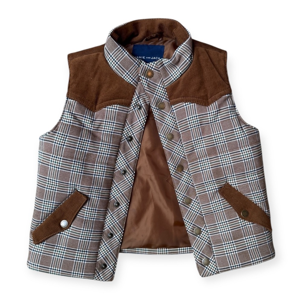 Janie and Jack The Western Plaid Vest Size 3-4 in Carmel Candy Plaid